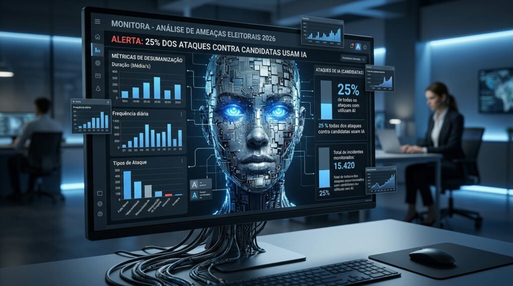 Inteligência artificial é usada em 25% dos ataques contra candidatas nas eleições de 2026